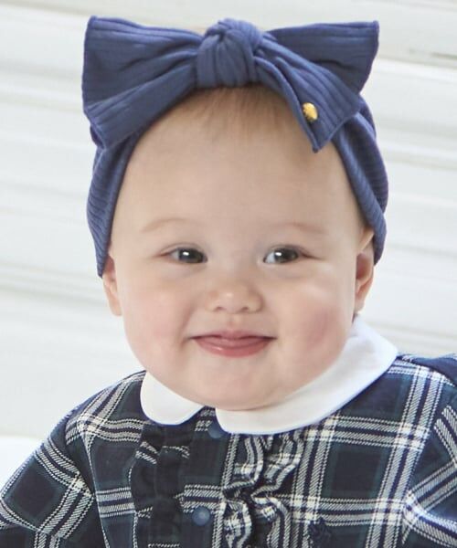 petit main / プティマイン ベビー・キッズグッズ | リボンヘアバンド（ブルー グレー）