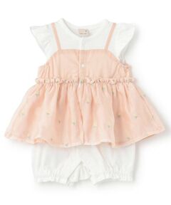 petit main / プティマイン ロンパース | キャミ刺しゅうカバーオール