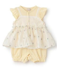 petit main / プティマイン ロンパース | キャミ刺しゅうカバーオール