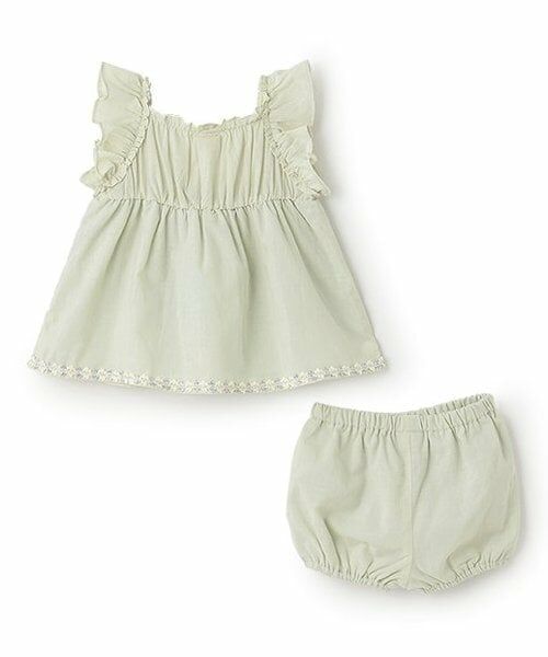 petit main / プティマイン ベビー・キッズウエア | 【リンク】シャーリングティアードOPセットアップ | 詳細1