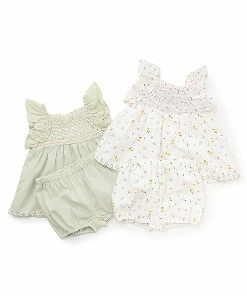 petit main / プティマイン ベビー・キッズウエア | 【リンク】シャーリングティアードOPセットアップ | 詳細9