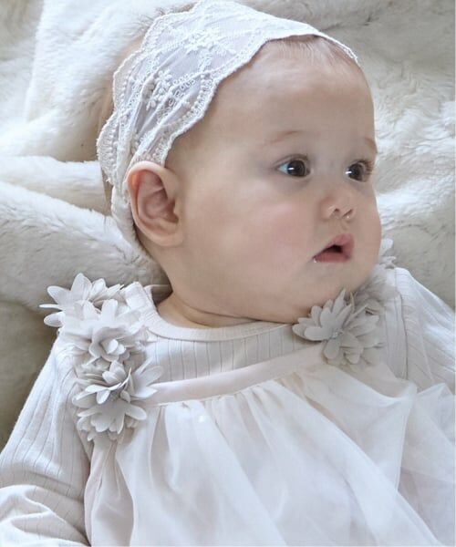 petit main / プティマイン ロンパース | お花チュール長袖OPセット | 詳細1