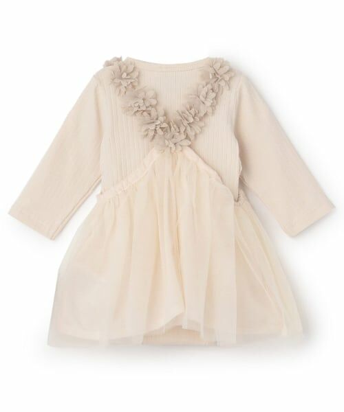 petit main / プティマイン ロンパース | お花チュール長袖OPセット | 詳細2