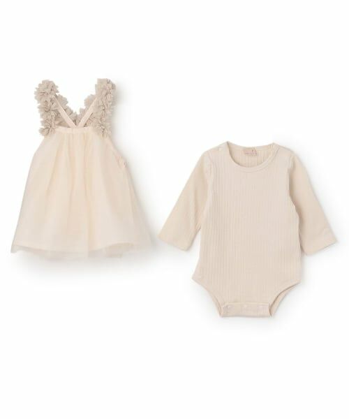 petit main / プティマイン ロンパース | お花チュール長袖OPセット | 詳細3
