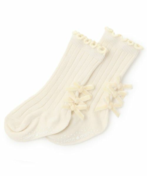 petit main / プティマイン ベビー・キッズウエア | リボンハイソックス（アイボリー）