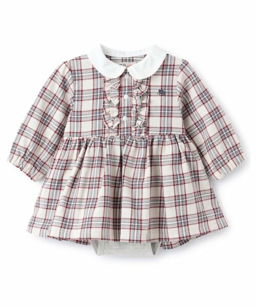 petit main / プティマイン ロンパース | 【POLO BCS】長袖シャツOPロンパース（赤）