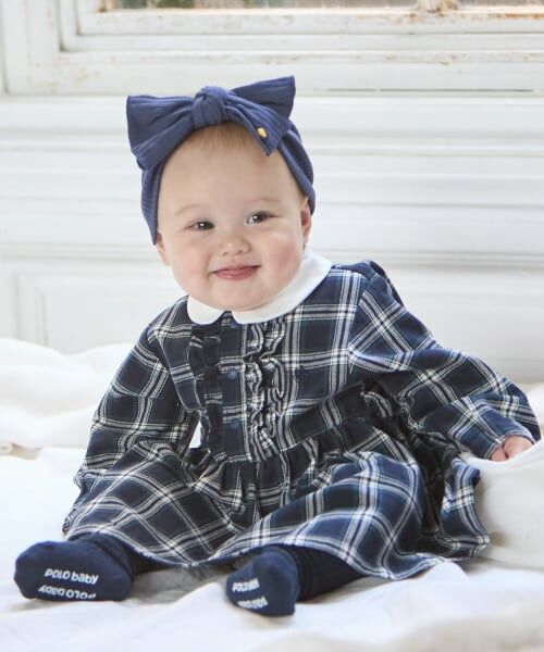 petit main / プティマイン ロンパース | 【POLO BCS】長袖シャツOPロンパース（紺）