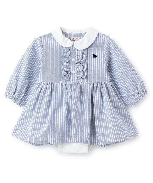 petit main / プティマイン ロンパース | 【POLO BCS】長袖シャツOPロンパース（ブルー）