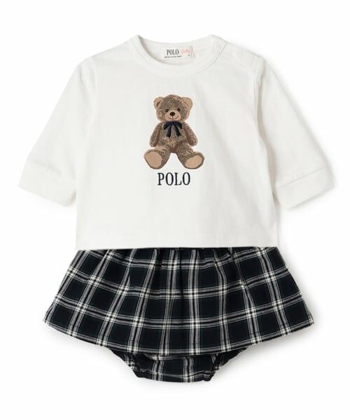 petit main / プティマイン ベビー・キッズウエア | 【POLO BCS】クマグラフィック長袖T+スカパンセット（アイボリー）