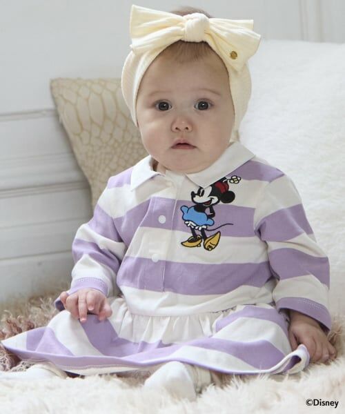 petit main / プティマイン ロンパース | 【Disney】【リンク】ラガーOPロンパース（ラベンダー）