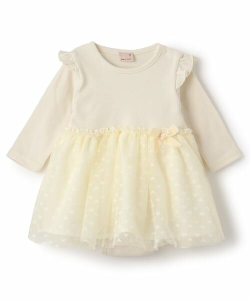 petit main / プティマイン ロンパース | チュールドッキングOPロンパース（クリーム）