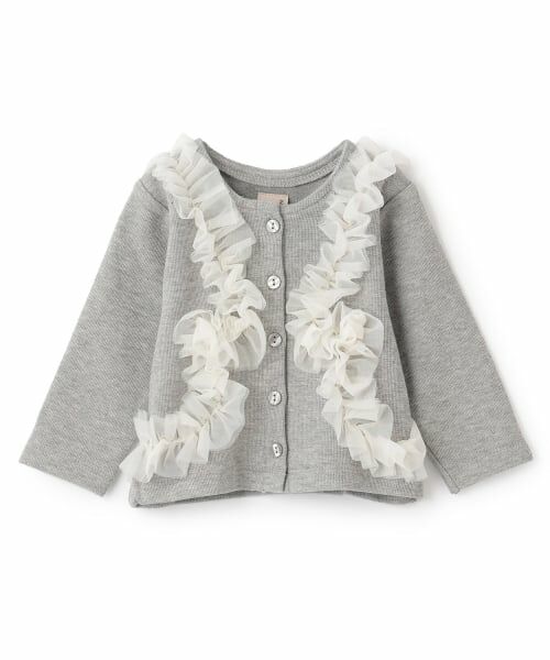 petit main / プティマイン ベビー・キッズウエア | 【リンク】チュールフリルカットカーディガン | 詳細4