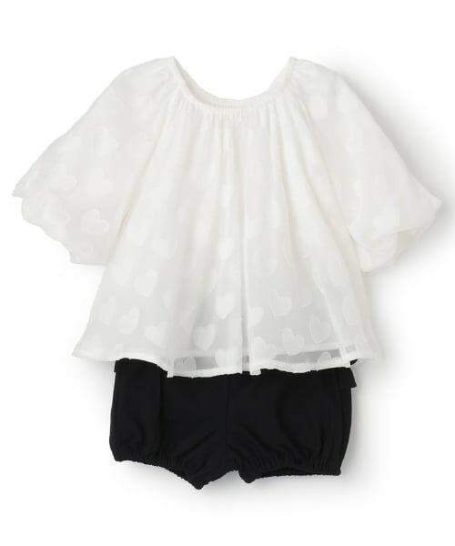 petit main / プティマイン ベビー・キッズウエア | ハートチュニックセットアップ（アイボリー）