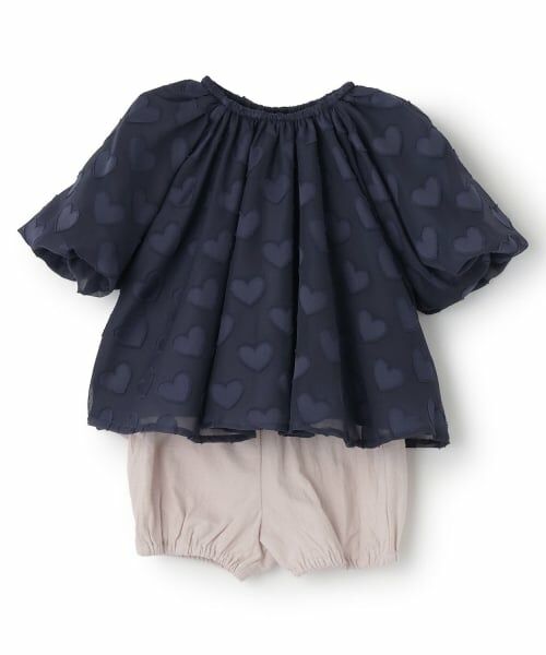 petit main / プティマイン ベビー・キッズウエア | ハートチュニックセットアップ（紺）