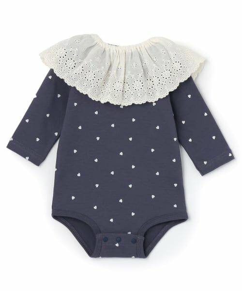 petit main / プティマイン ロンパース | レーススタイつきロンパース（紺）