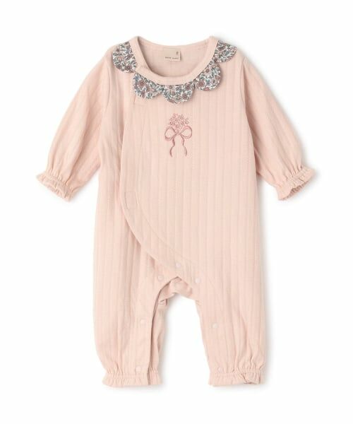 petit main / プティマイン ロンパース | スカラップ衿カバーオール（ライト ピンク）