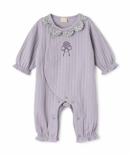 petit main / プティマイン ロンパース | スカラップ衿カバーオール（ライラック）
