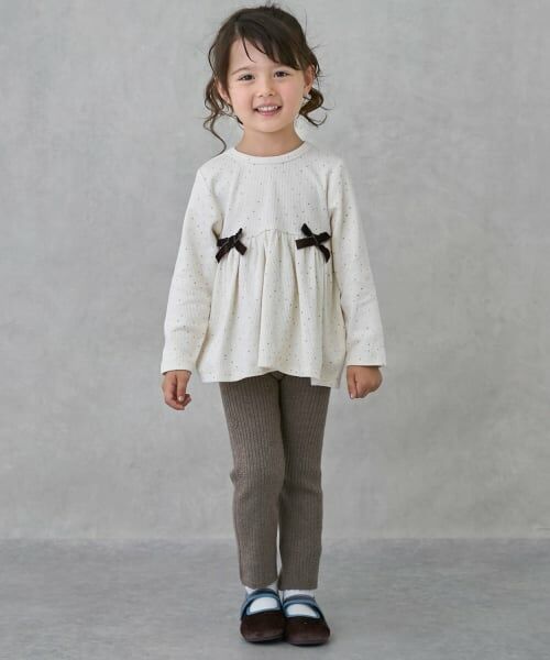 petit main / プティマイン その他パンツ | 【リンク/フワもちっと】ニットハナレギンス（茶）