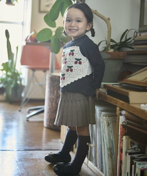 petit main / プティマイン ミニ・ひざ丈スカート | ニットプリーツスカート | 詳細2