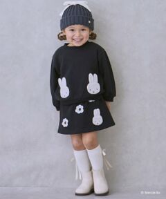 petit main / プティマイン ミニ・ひざ丈スカート | 【miffy】お花刺しゅうスカパン