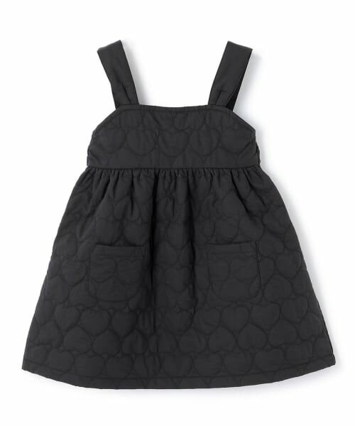 petit main / プティマイン ミニ丈・ひざ丈ワンピース | 【リンク】キルトジャンパースカート（黒）