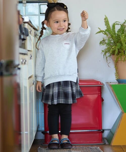 petit main / プティマイン ミニ・ひざ丈スカート | 【リンク】チェックレギつきスカート（紺）