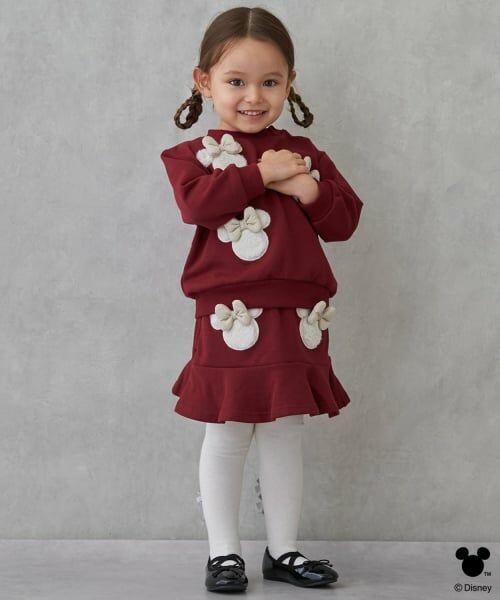 petit main / プティマイン ミニ・ひざ丈スカート | 【Disney】アップリケ付きスカート（赤）