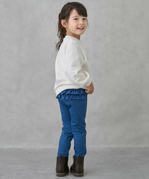 petit main / プティマイン その他パンツ | 【裏起毛】バックフリルレギンス(ブルー)