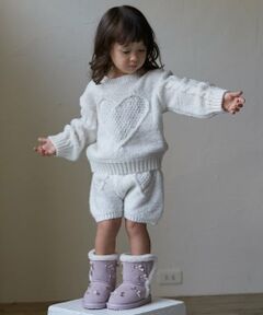 petit main / プティマイン ショート・ハーフ・半端丈パンツ | 【リンク】ハートケーブルニットショートパンツ(セットアップ可能)