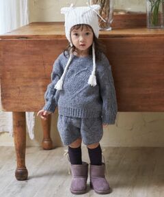 petit main / プティマイン ショート・ハーフ・半端丈パンツ | 【リンク】ハートケーブルニットショートパンツ(セットアップ可能)