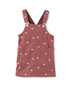 petit main / プティマイン ミニ丈・ひざ丈ワンピース | ハート刺しゅうコーデュロイジャンスカ