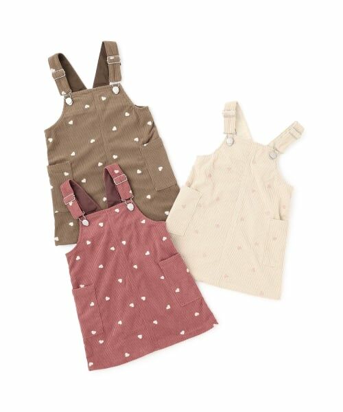 petit main / プティマイン ミニ丈・ひざ丈ワンピース | ハート刺しゅうコーデュロイジャンスカ | 詳細10