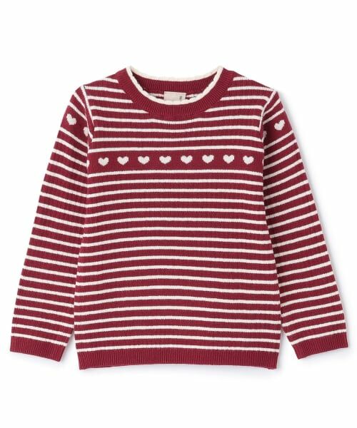 petit main / プティマイン ニット・セーター | 【フワもちっと】ハートリブニット（赤）