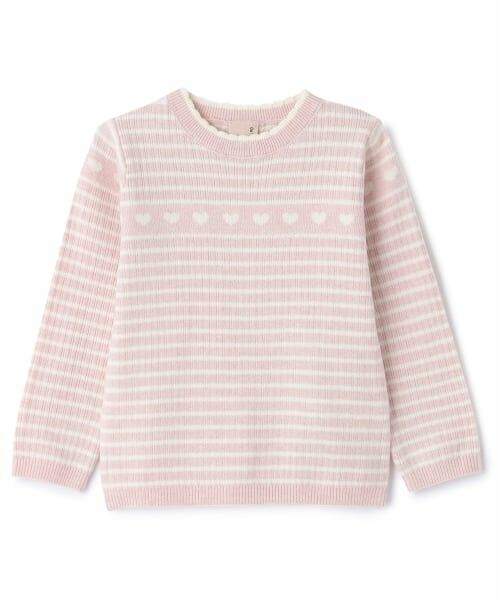 petit main / プティマイン ニット・セーター | 【フワもちっと】ハートリブニット（ライト ピンク）