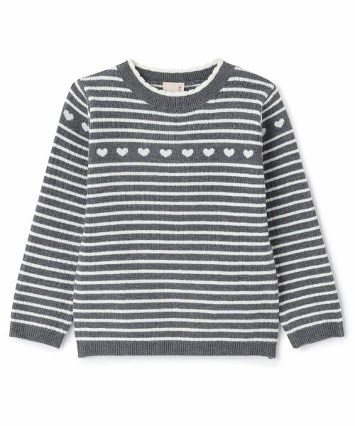petit main / プティマイン ニット・セーター | 【フワもちっと】ハートリブニット（トップ グレー）
