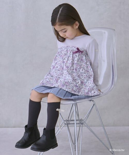 petit main / プティマイン Tシャツ | 【miffy】花柄ドッキングチュニック | 詳細4