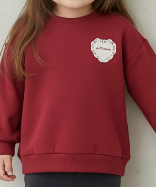 petit main / プティマイン スウェット | 【プティプラ】GIRLSトレーナー（赤）