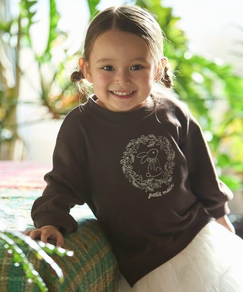 petit main / プティマイン スウェット | 【プティプラ】GIRLSトレーナー（コゲ茶）