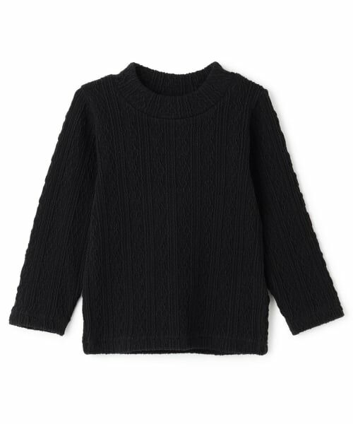 petit main / プティマイン Tシャツ | 【シアバター】ジャガードハイネック長袖T（黒）