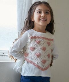 petit main / プティマイン Tシャツ | 【リンク】クロシェドッキング長袖T