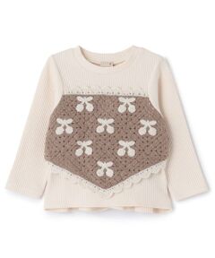 petit main / プティマイン Tシャツ | 【リンク】クロシェドッキング長袖T