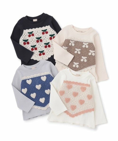 petit main / プティマイン Tシャツ | 【リンク】クロシェドッキング長袖T | 詳細19