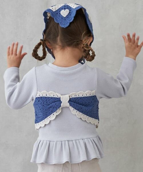 petit main / プティマイン Tシャツ | 【リンク】クロシェドッキング長袖T | 詳細3