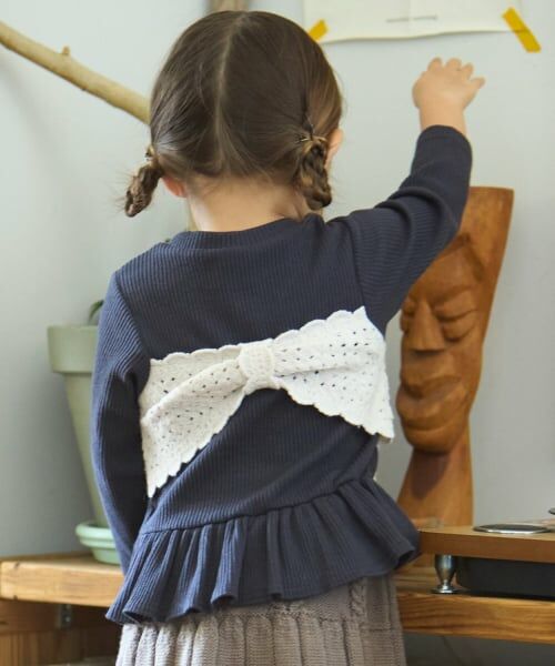 petit main / プティマイン Tシャツ | 【リンク】クロシェドッキング長袖T | 詳細5