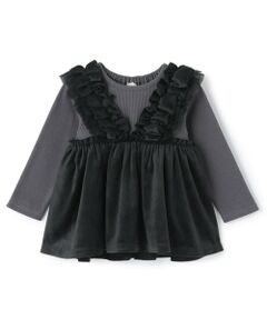 petit main / プティマイン Tシャツ | 【リンク】ドッキングフリルチュニック