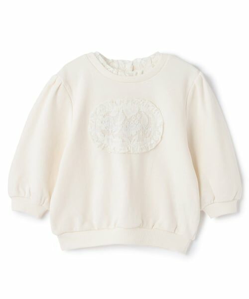 petit main / プティマイン スウェット | 【リンク】レースロゴトレーナー（ECRU(キナリ)）