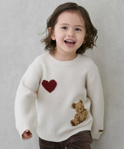 petit main / プティマイン ニット・セーター | 【フワもちっと】くまニットプルオーバー（アイボリー）