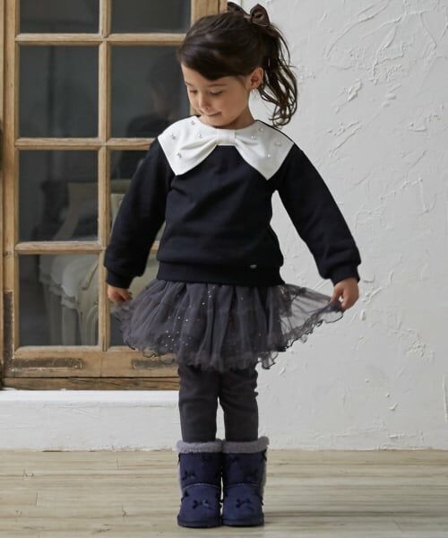 petit main / プティマイン スウェット | 【裏起毛/リンク】リボン衿トレーナー | 詳細1