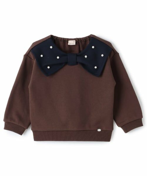 petit main / プティマイン スウェット | 【裏起毛/リンク】リボン衿トレーナー（キャメル）