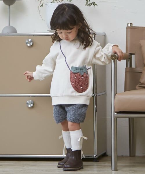 petit main / プティマイン スウェット | 【裏起毛】いちごポシェットトレーナー | 詳細2